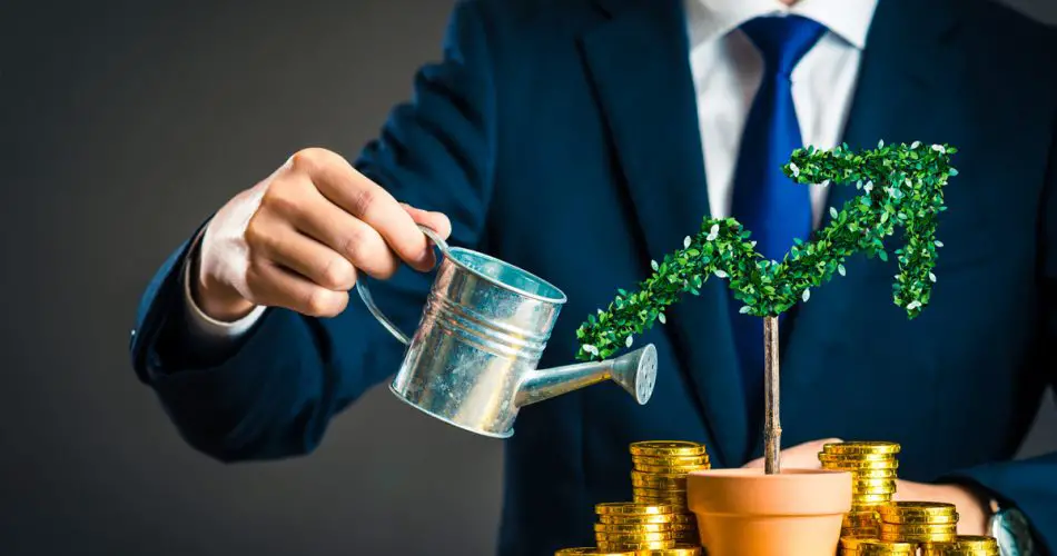 Une image représentant des symboles d'investissement, tels que des graphiques financiers et des arbres, illustrant l'aspect responsable de l'investissement.